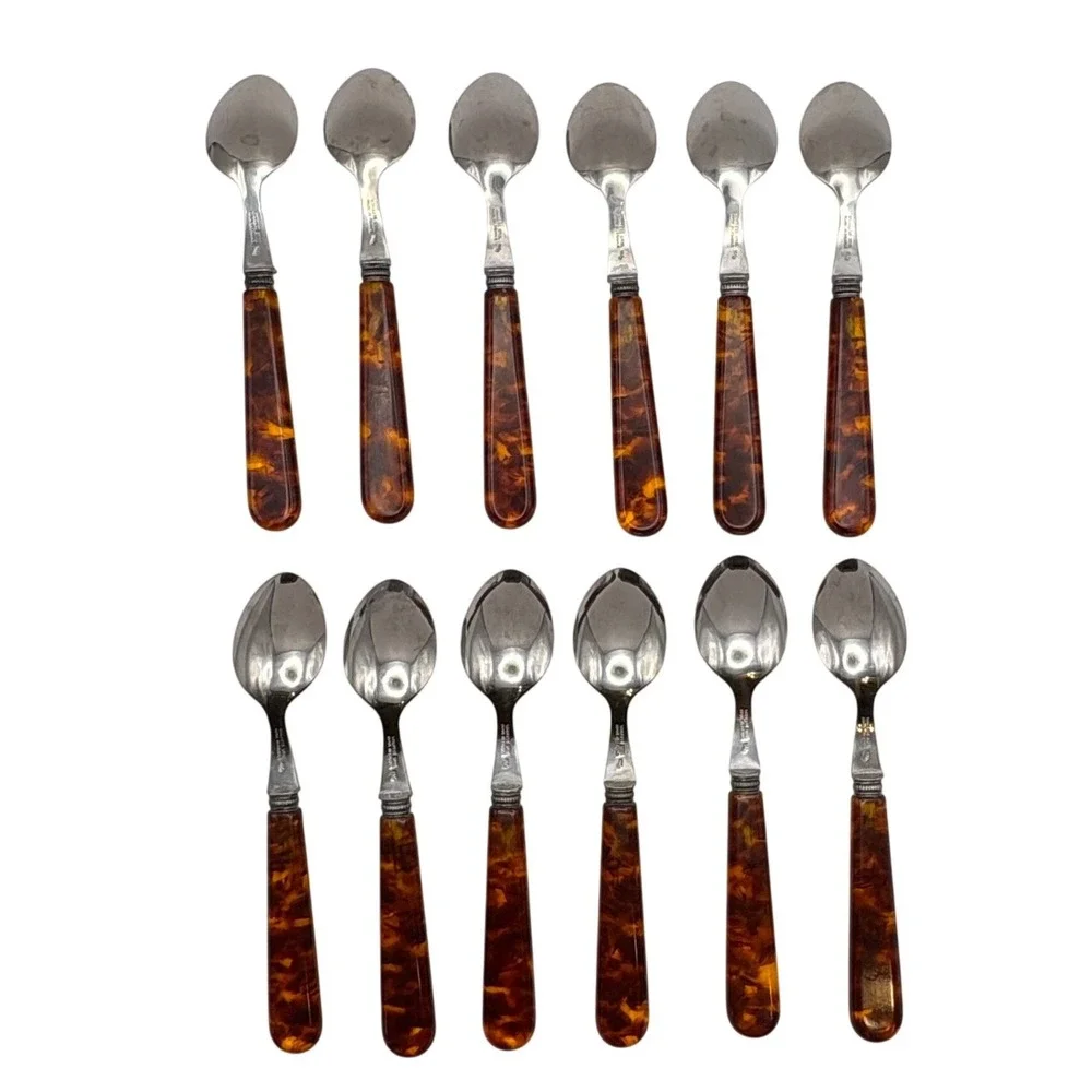 Sabre Paris Jean Dubost Tortoise French Flatware Set 60pc Service for 12 France